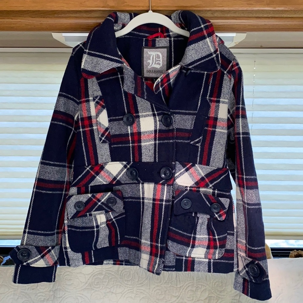 Plaid Dollhouse Pea Coat with hood